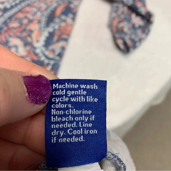 Apt 9 blue paisley dress size small A line pattern with pockets - Picture 5 of 7